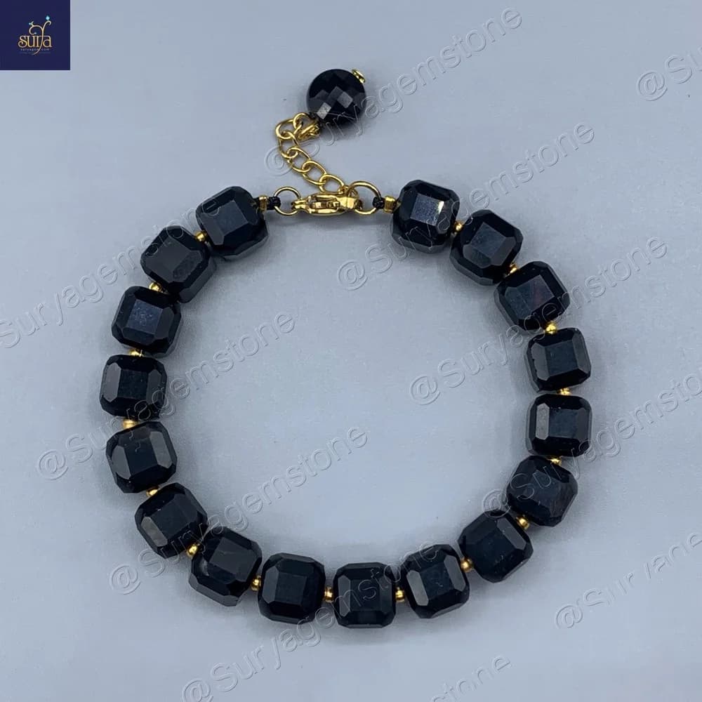 دستبند زنانه سنگی ، سنگ عقيق سیاه اصل و طبیعی Ketu Regular