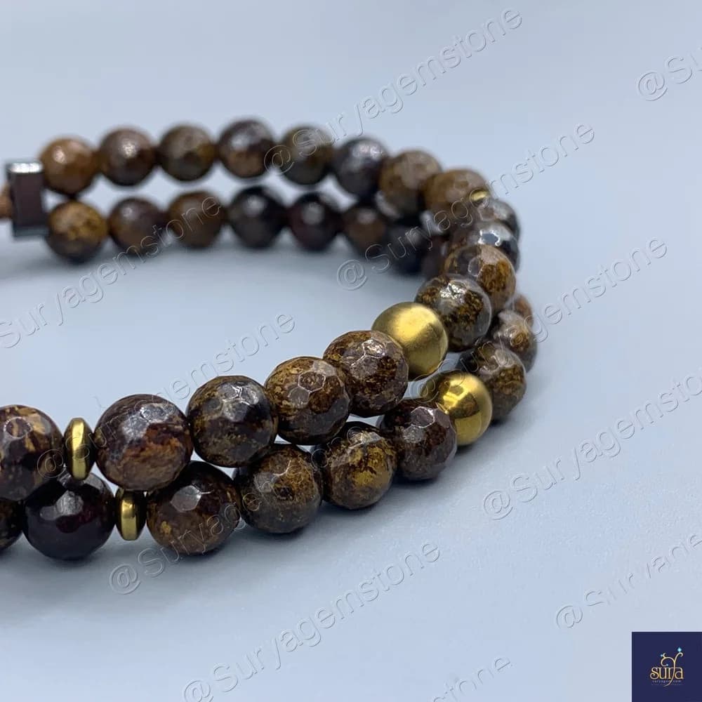 دستبند سنگی برنزیت معدنی و سنگ حدید اصل ، مردانه زنانه Shani Point — تصویر ۸