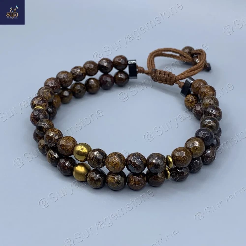 دستبند سنگی برنزیت معدنی و سنگ حدید اصل ، مردانه زنانه Shani Point — تصویر ۴