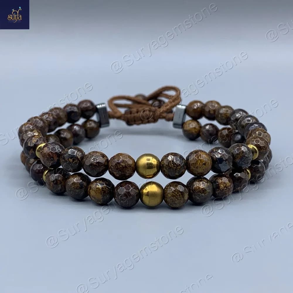 دستبند سنگی برنزیت معدنی و سنگ حدید اصل ، مردانه زنانه Shani Point
