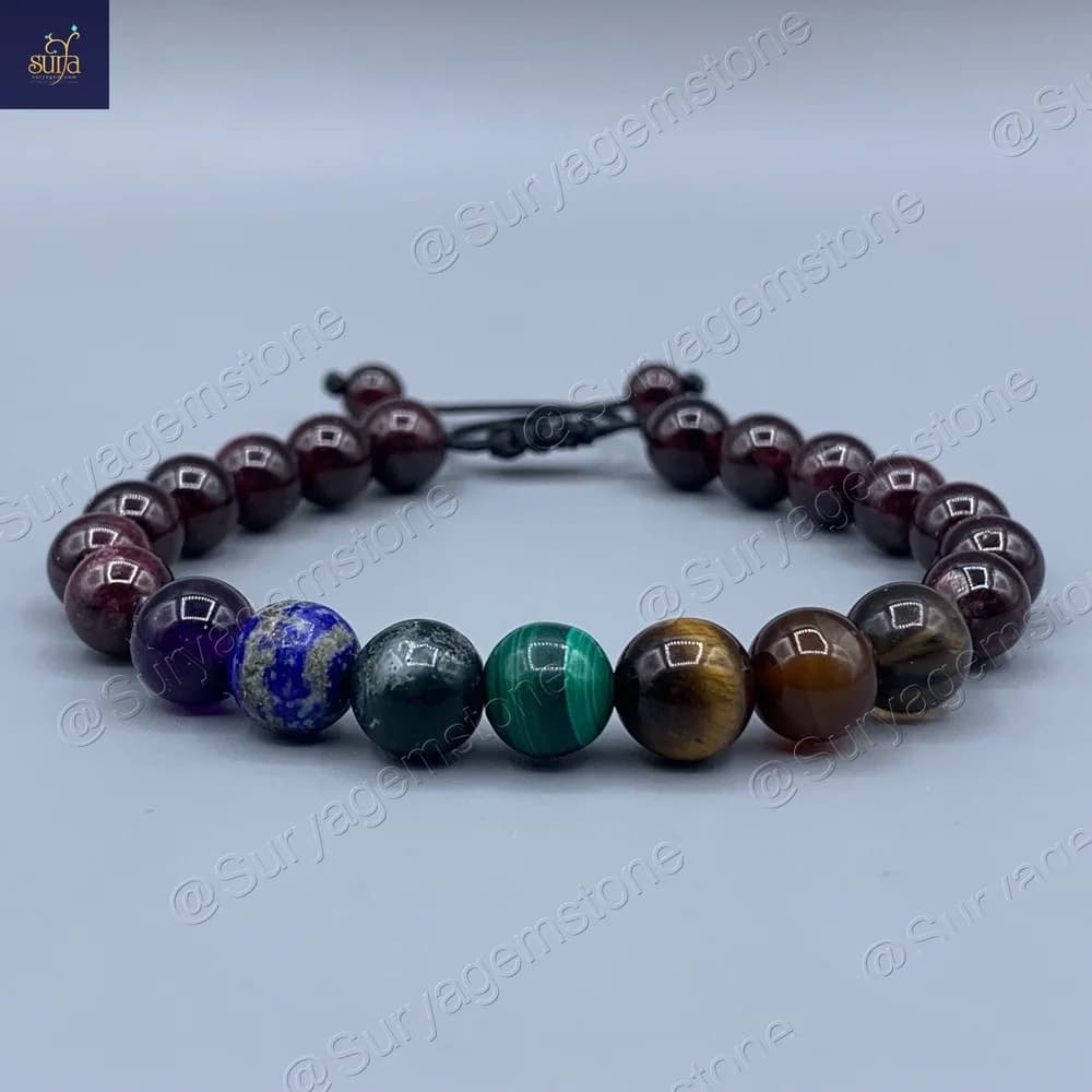 دستبند هفت چاکرا مردانه ، سنگ اصل و معدنی Mangal Chakra