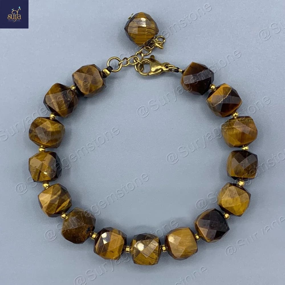 دستبند سنگ چشم ببر زنانه ، سنگی اصل و معدنی Shani Tiger — تصویر ۲