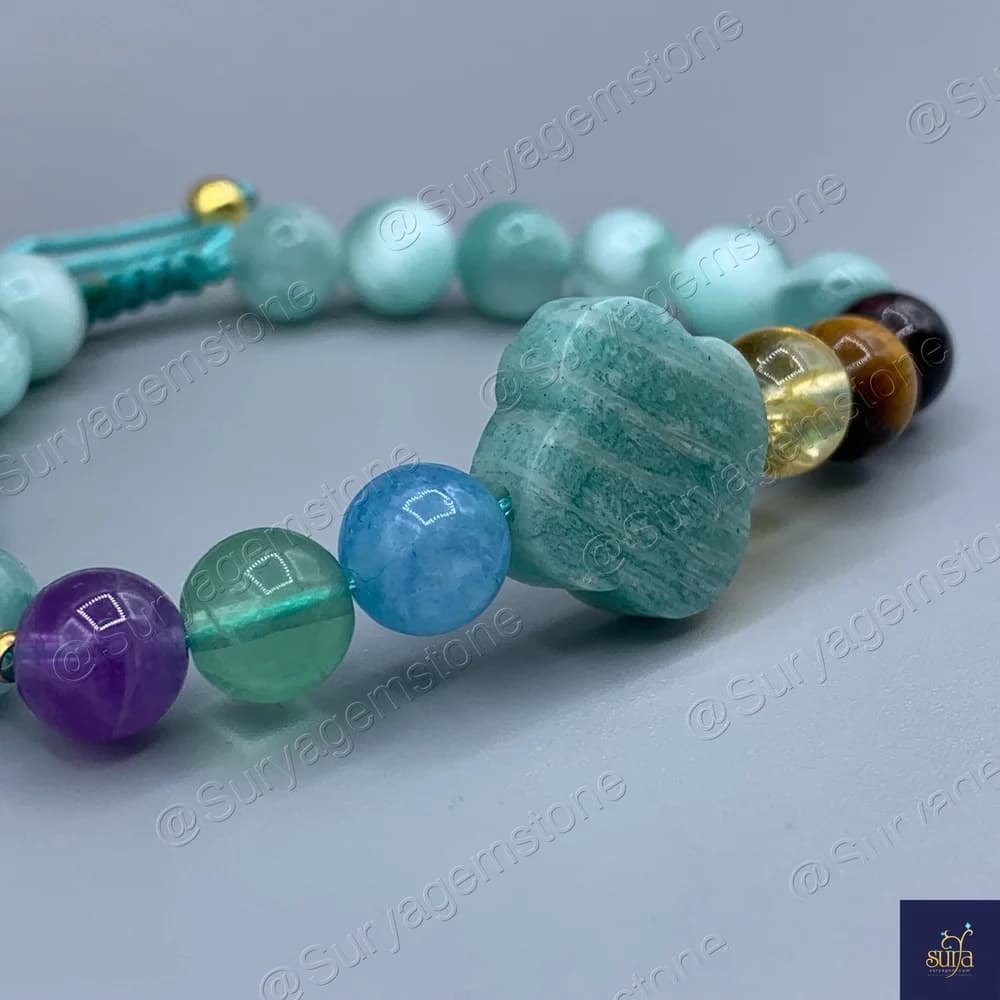 دستبند هفت چاکرا زنانه ، سنگ اصل و معدنی Buda Chakra — تصویر ۳