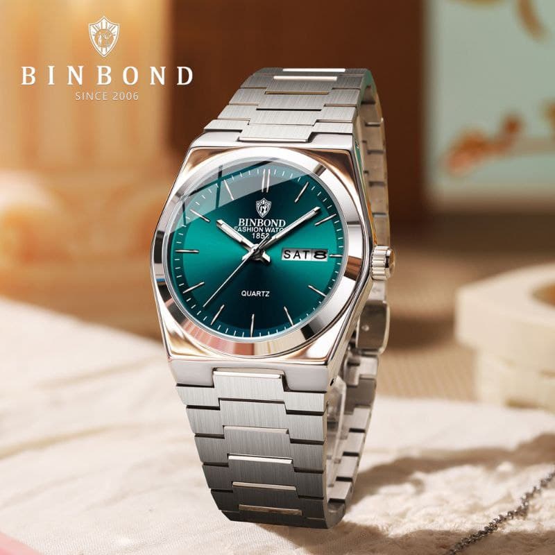 ساعت مچی مردانه بند استیل ضد آب بین باند BIN BOND لوکس