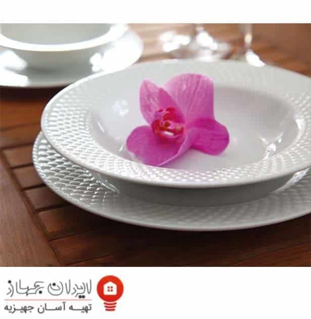 سرویس غذاخوری 28 پارچه چینی زرین ایران سری رادیانس مدل سفید ( Sefid ) — تصویر ۵