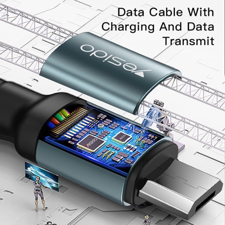 کابل USB به MicroUSB یسیدو YESIDO CA75 طول 2 متر — تصویر ۳
