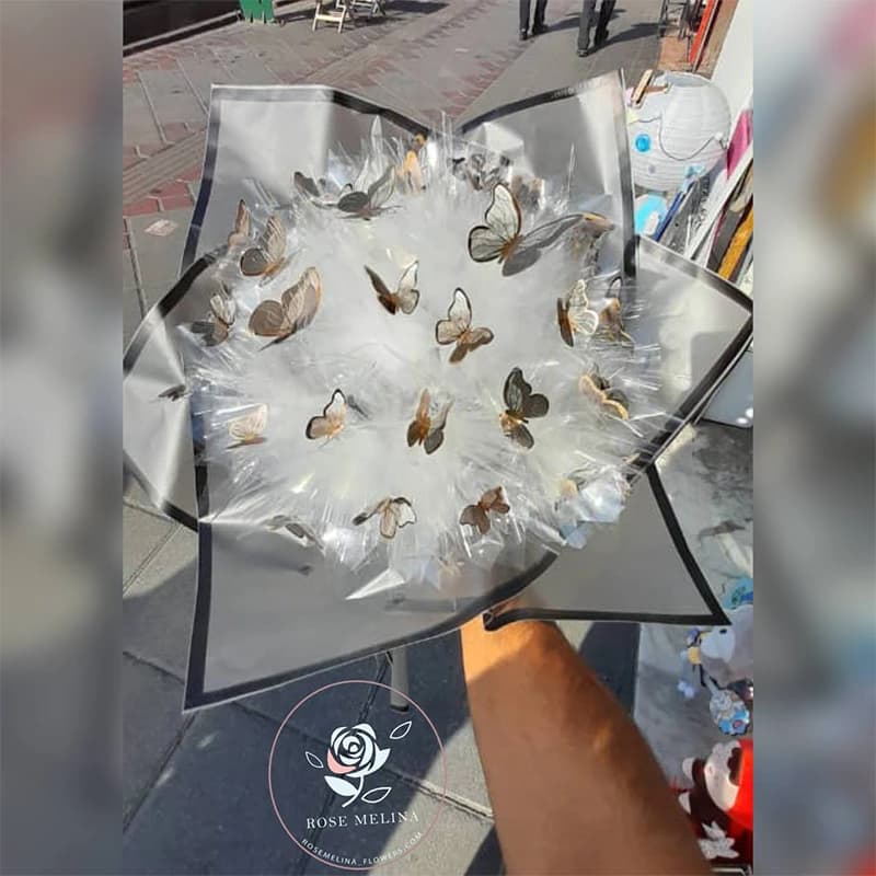 دسته گل پروانه 30عددی طلایی — تصویر ۳