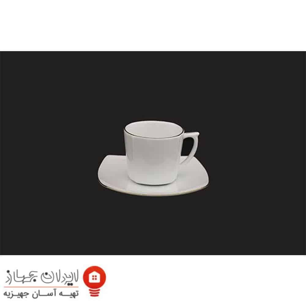 فنجان نعلبکی چینی طوس مدل لب طلا
