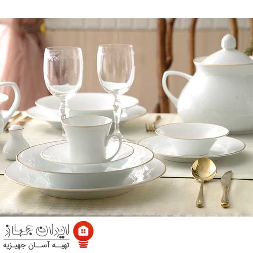 سرویس غذاخوری 103 پارچه چینی زرین ایران سری نئوکلاسیک مدل لومیو