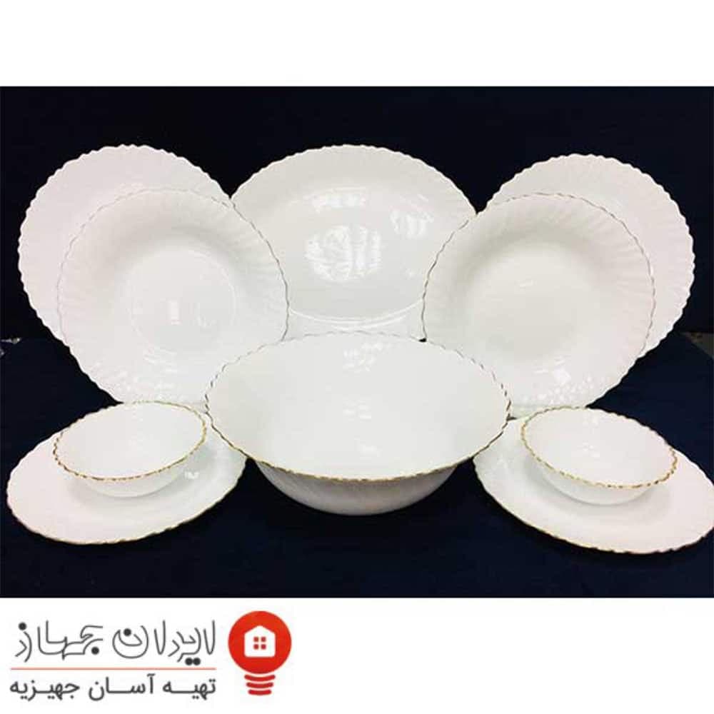 سرویس غذاخوری 26 پارچه گرد آرکوپال مقصود گل آرایی لب طلا پیچ (Tala)