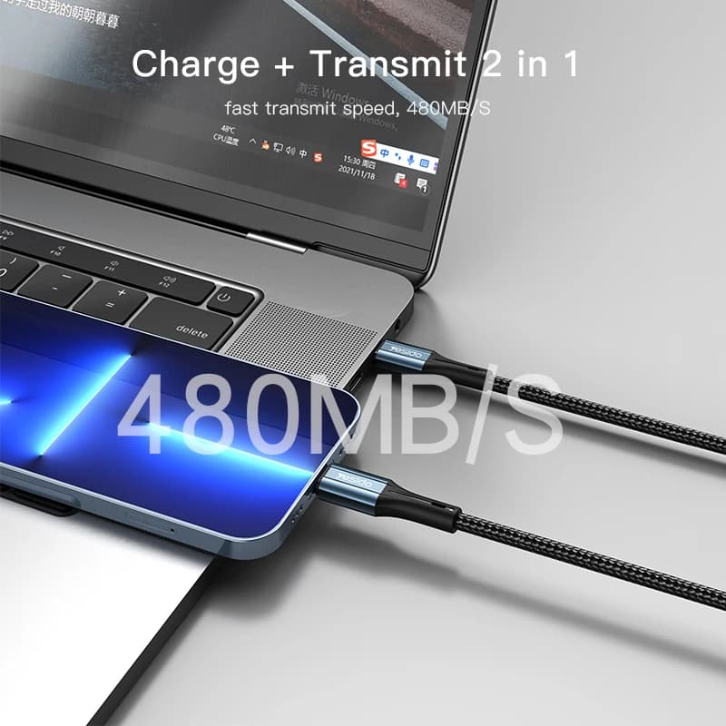 کابل دیتا Lightning به Type-C یسیدو مدل CA95 طول 1.2 متر — تصویر ۶