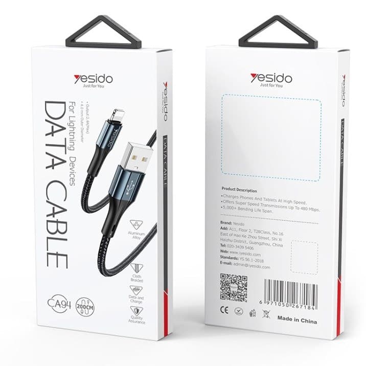 کابل تبدیل USB به لایتنینگ یسیدو مدل CA94 طول 2 متر — تصویر ۸