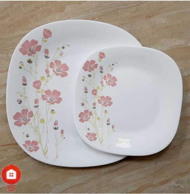 سرویس غذاخوری 26 پارچه چهار گوش آرکوپال مقصود گل آرایی شینمل صورتی — تصویر ۷
