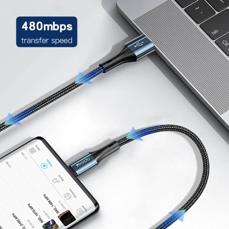 کابل تایپ سی فست شارژ YESIDO CA93 2.4A VOOC QC PD 1.2m — تصویر ۱۲