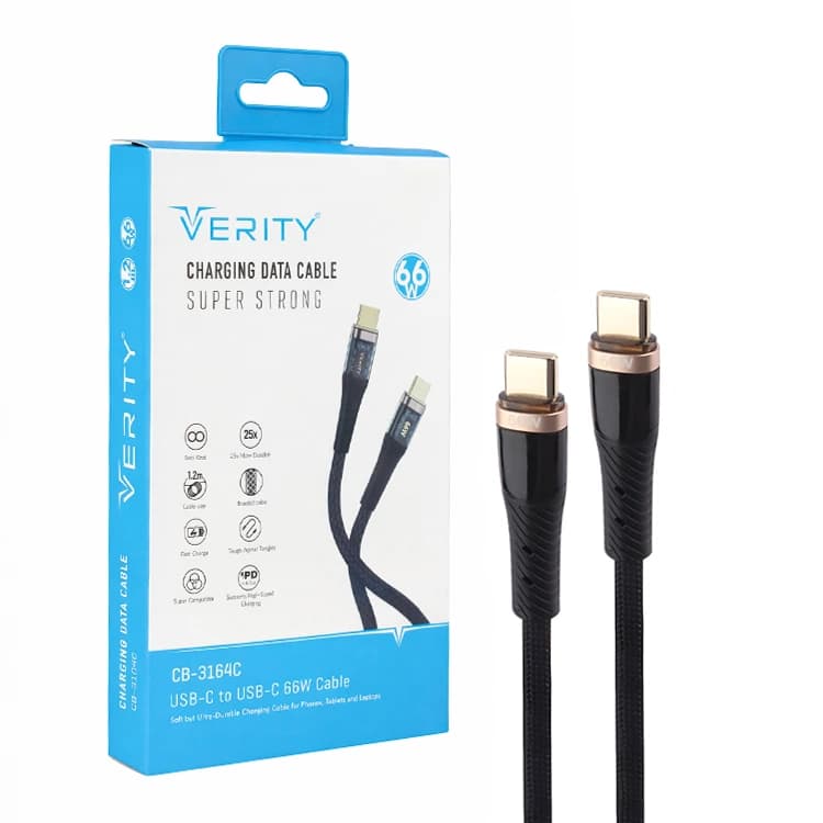 کابل دیتا و شارژ VERITY دو سر Type-C مدل 3164 — تصویر ۳