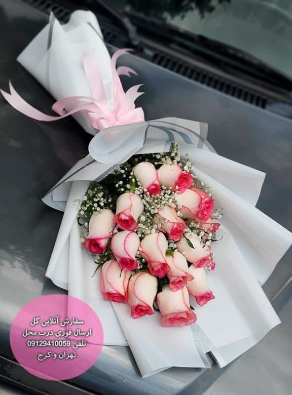 دسته گل 20 شاخه ای رز هلندی با ژیپسوفیلا