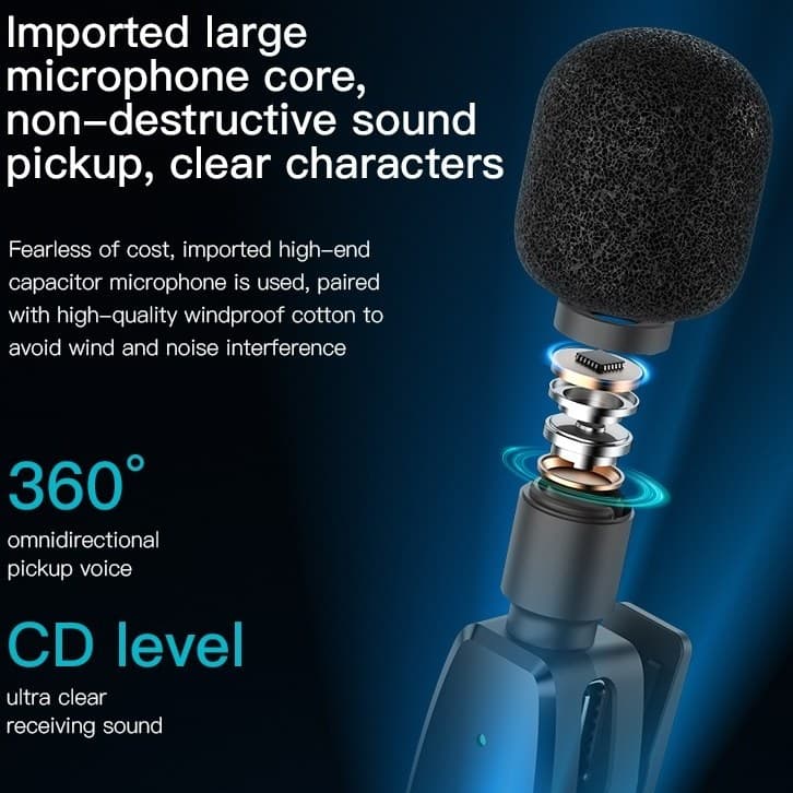 میکروفون یقه ای بی سیم Yesido KR13 Type-C — تصویر ۱۱