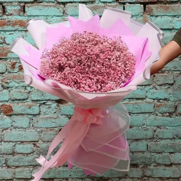 دسته گل ژیپسوفیلا صورتی بزرگ رعنا – فروشگاه گل فلوشا