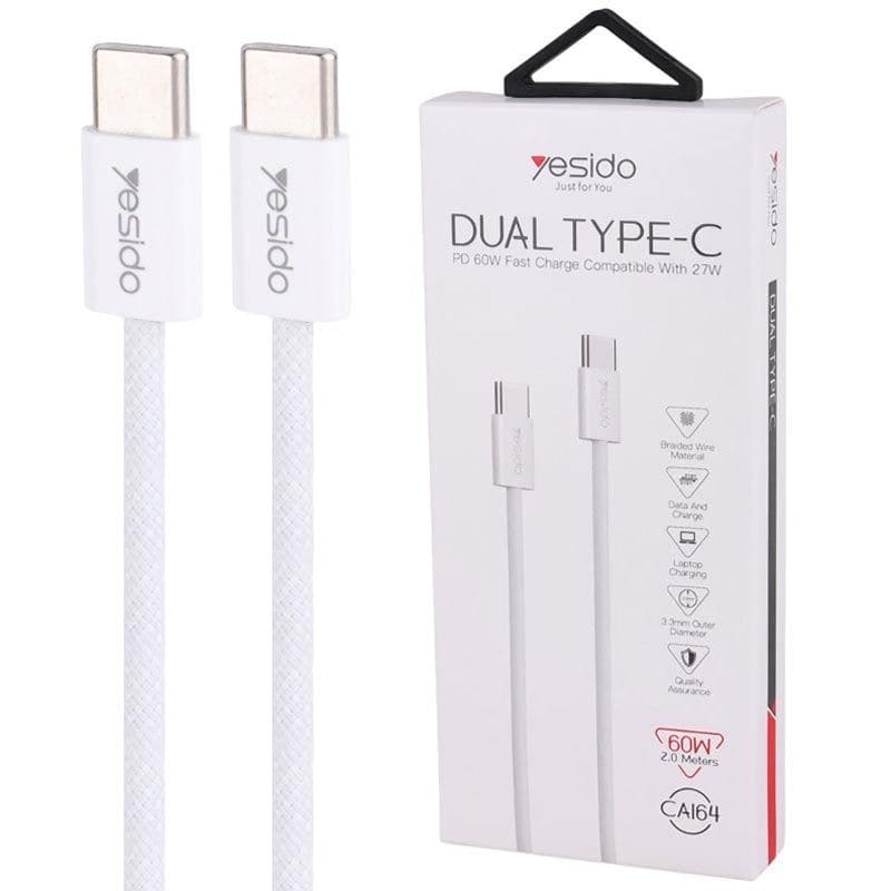 کابل تبدیل فست شارژ Yesido CA164 Type-C to Type-C PD 60W 2m
