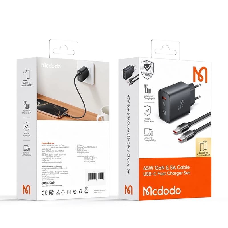 شارژر 45 وات مک دودو مدل CH-5080 همراه با کابل تایپ سی — تصویر ۹