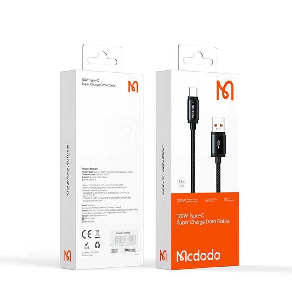 کابل USB به تایپ سی مک دودو مدل CA-4730 طول 1.5 متر 120 وات — تصویر ۱۰