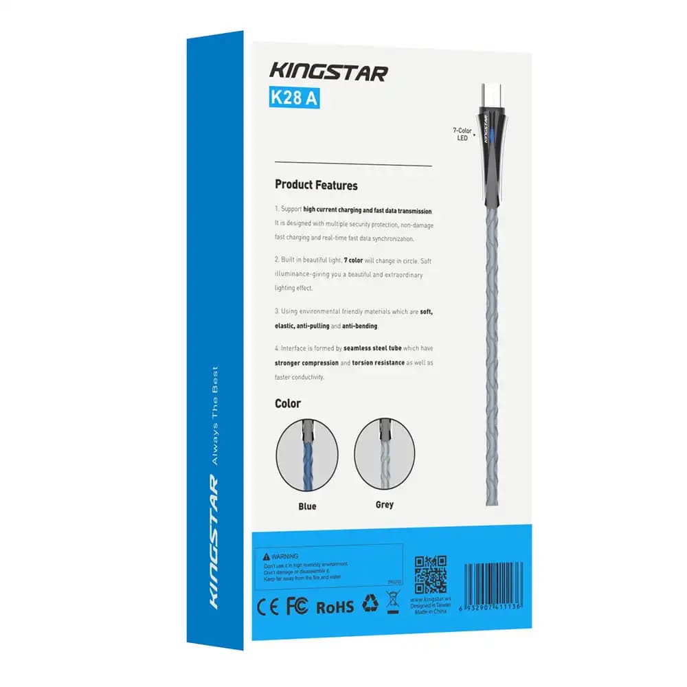 کابل USB به MicroUSB کینگ استار مدل K28A طول 1 متر — تصویر ۶