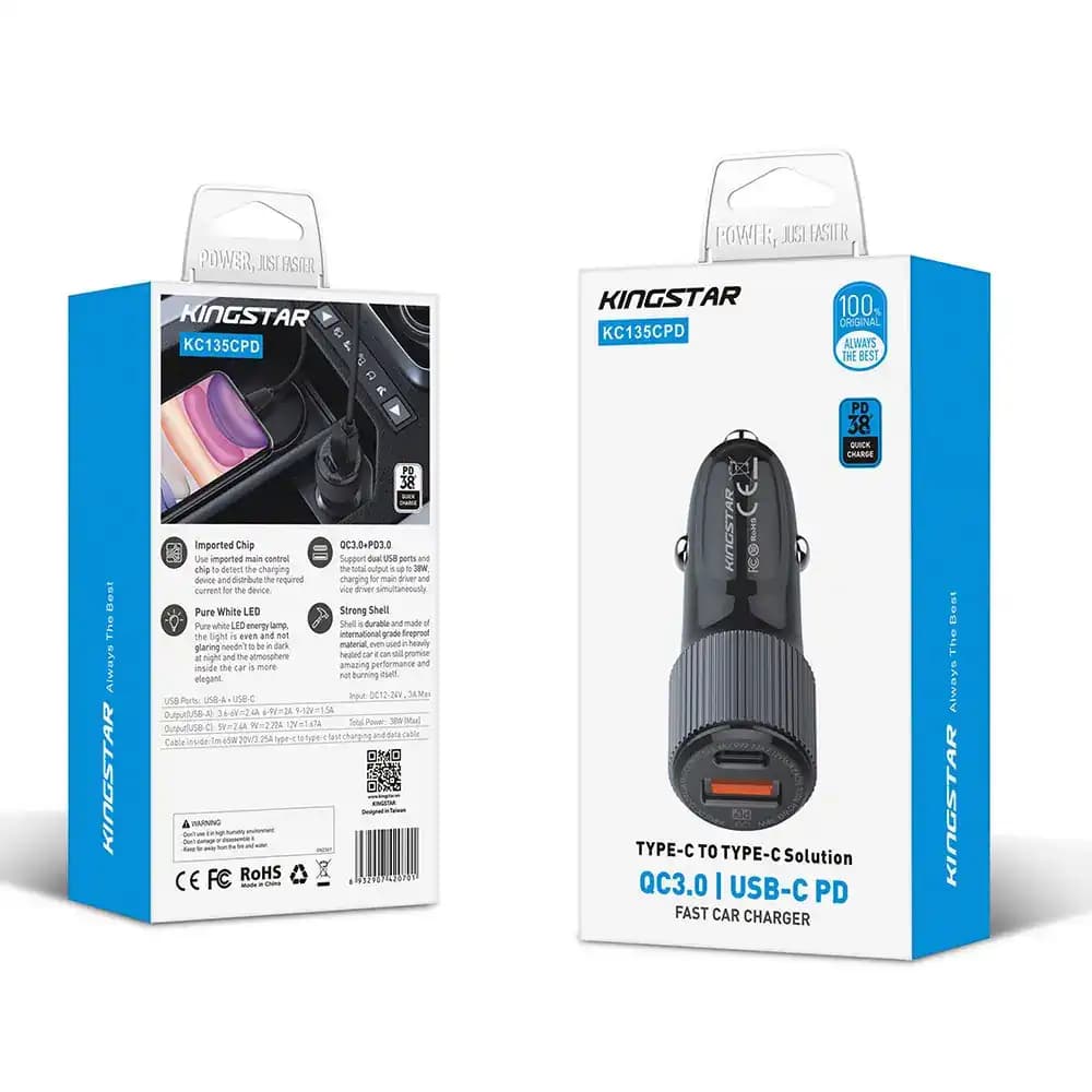 شارژر فندکی کینگ استار مدل KC135CPD توان 38 وات — تصویر ۷