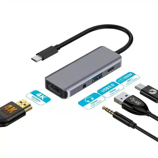 هاب پرودو مدل 4in1 USB-C Hub PD-41CHB-GY — تصویر ۳