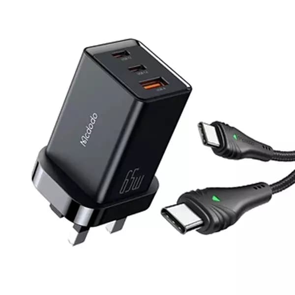 آداپتور سه پورت 65 وات همراه کابل مک دودو Mcdodo Fast Charger CH-1552