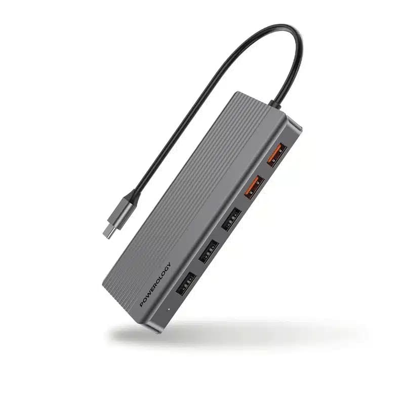 هاب12پورت پاورولوژی مدلp121hbcgy Powerology 12-in-1 Slim 4K HDMI USB-C