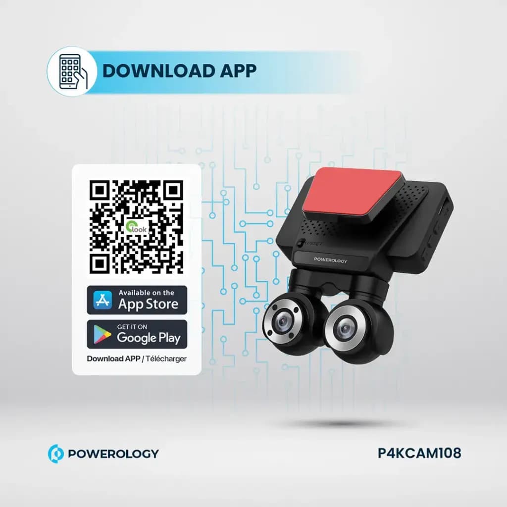 ثبت وقایع 4kدو دوربین Powerology Dual Lens Dash Camera P4KCAM108 — تصویر ۵