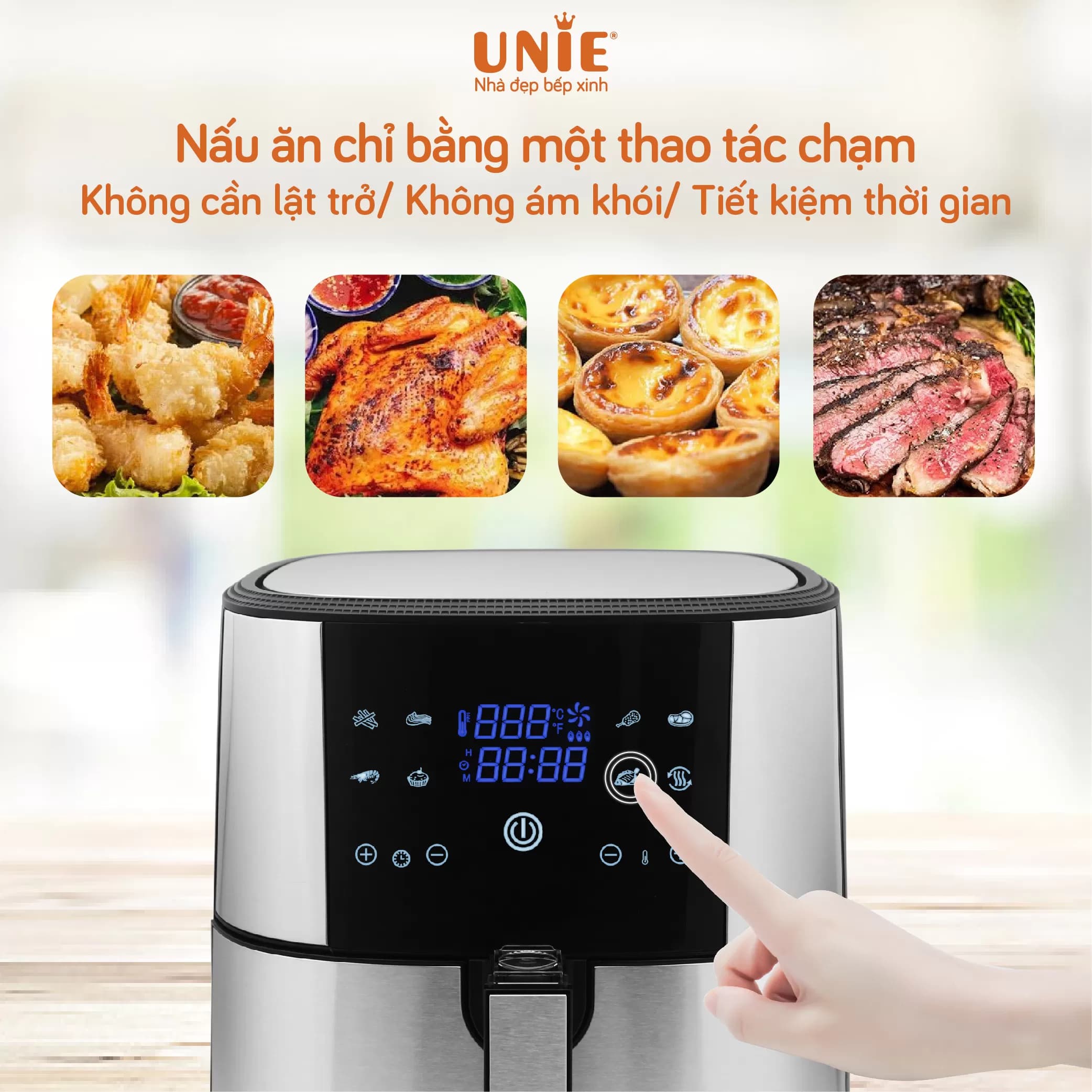 سرخ کن بدون روغن 8 لیتری یونی ویتنام Unie UE-800 — تصویر ۹