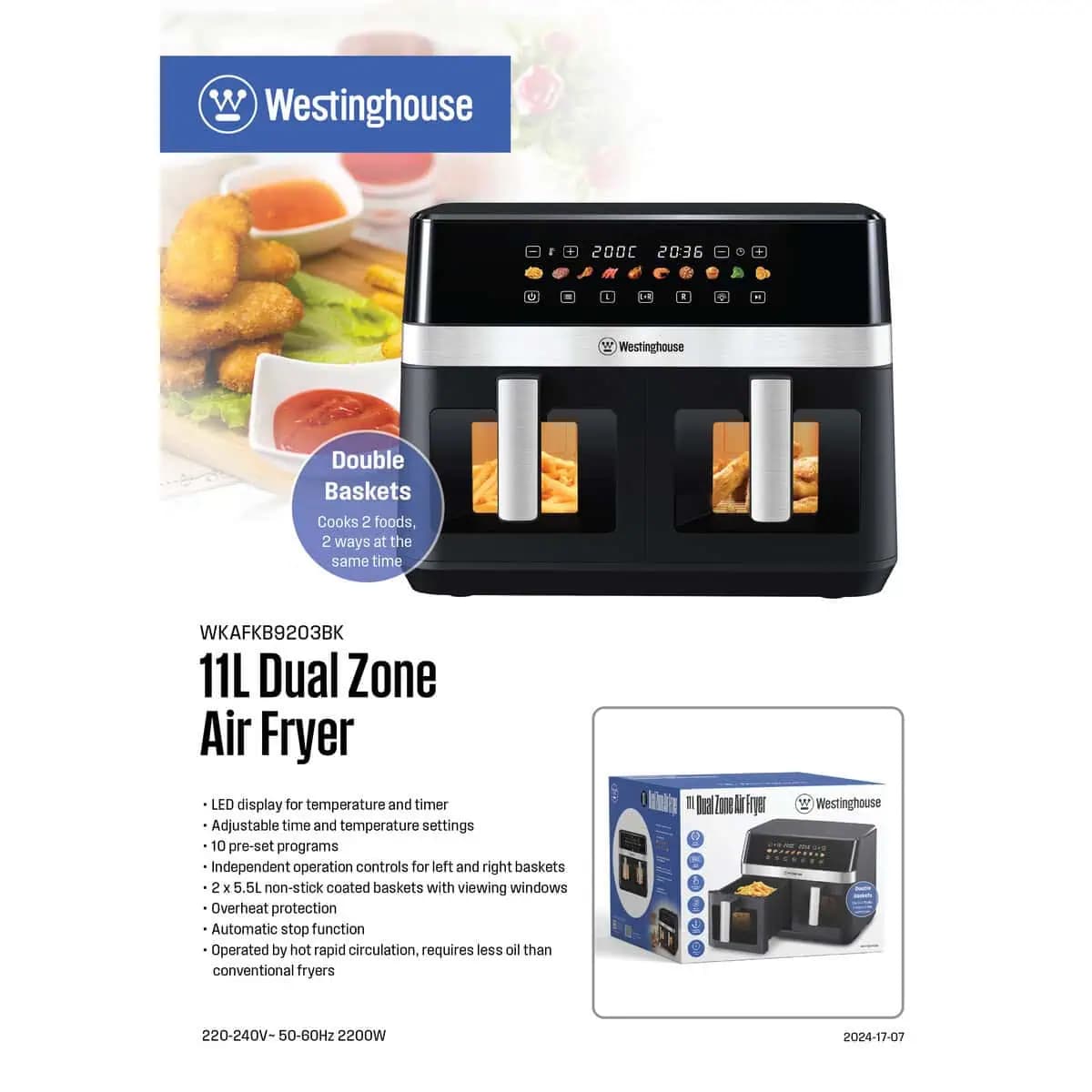 سرخ کن بدون روغن وستینگهاوس Westinghouse WKAFKB9203BK — تصویر ۴