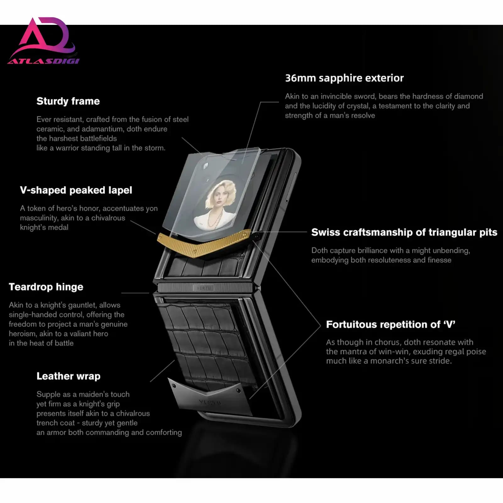 گوشی موبایل ورتو مدلVERTU VERONA JADE BLACK CALFSKIN 12GB+512GB — تصویر ۵