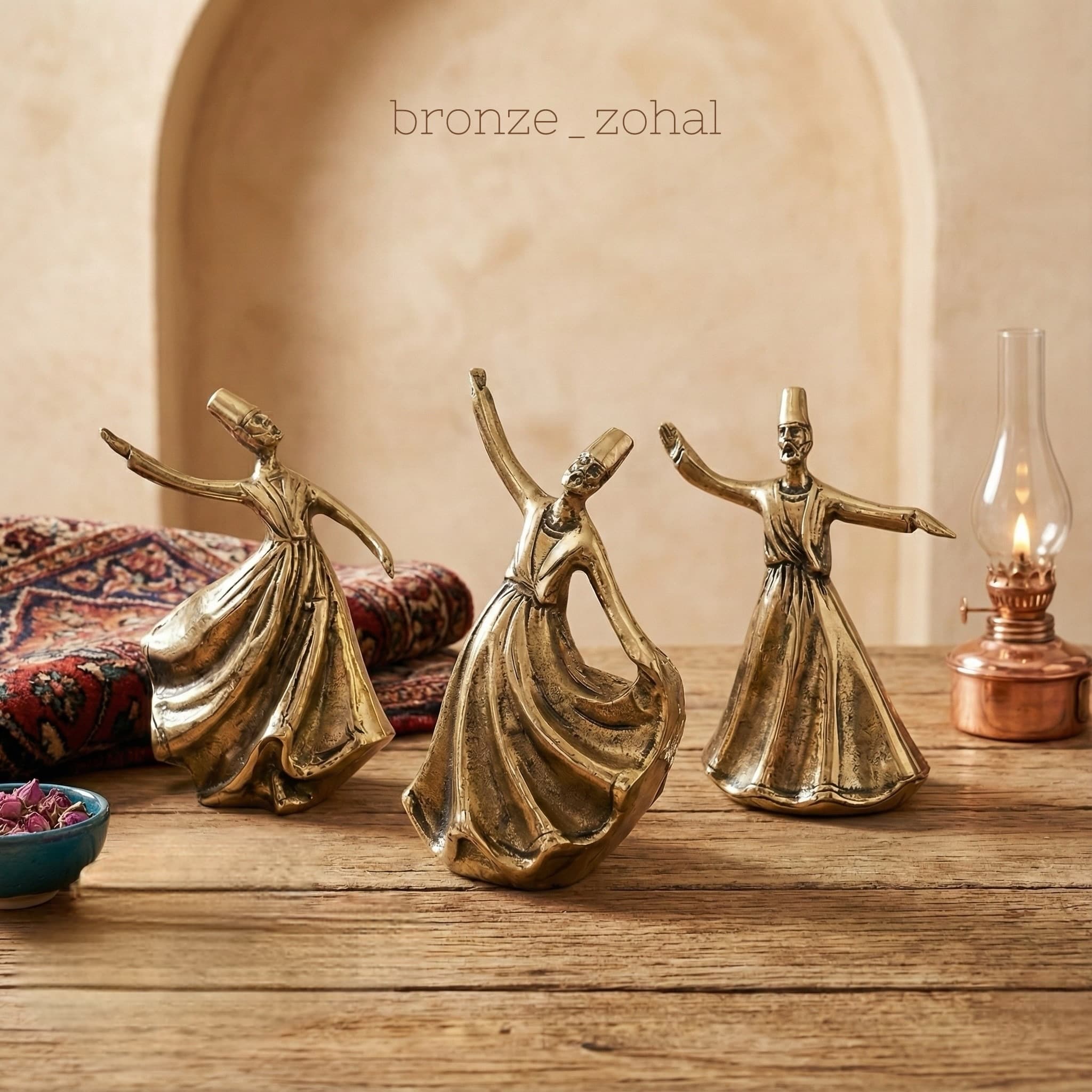 مجسمه رقص سماع برنزی سه‌تایی – برنز زحل