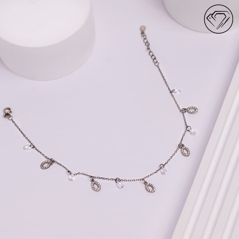 پابند نقره اشک نگین دار مدل GA-4015