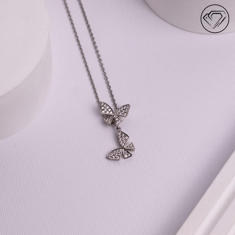 گردن آویز نقره دو پروانه مدل GA-6016