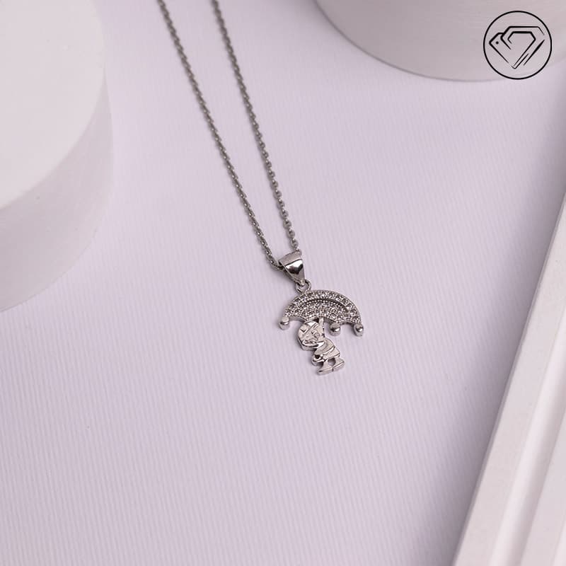 گردن آویز نقره آدمک و چتر مدل GA-6003