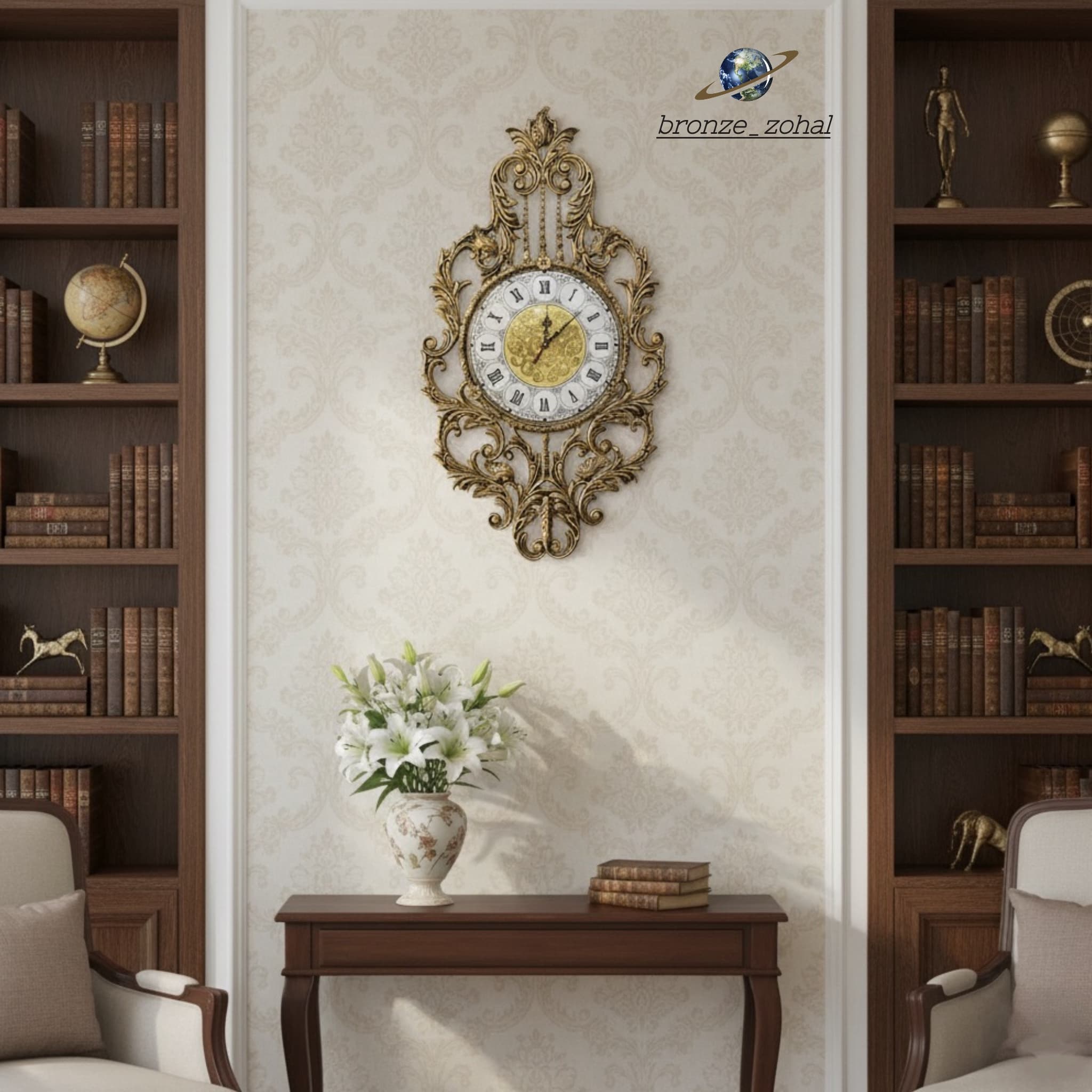 ساعت دیواری برنزی طرح گیتار