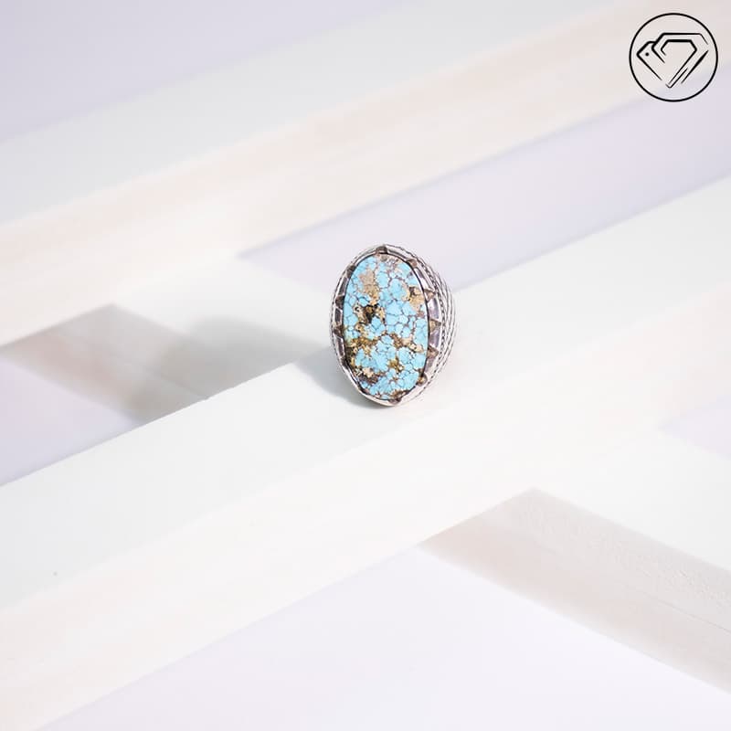 انگشتر فیروزه نیشابوری عنکبوتی مدل GA-1223 — تصویر ۸