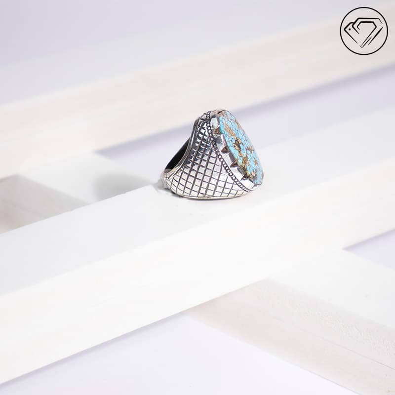 انگشتر فیروزه نیشابوری عنکبوتی مدل GA-1223 — تصویر ۴
