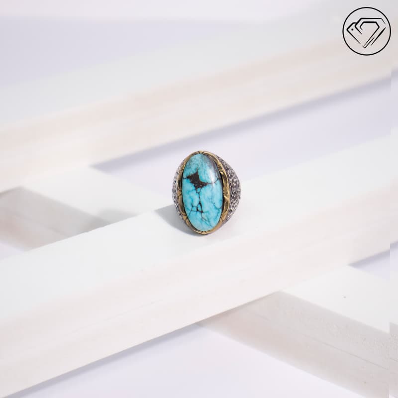 انگشتر هولیت فیروزه ای مدل GA-1212 — تصویر ۸