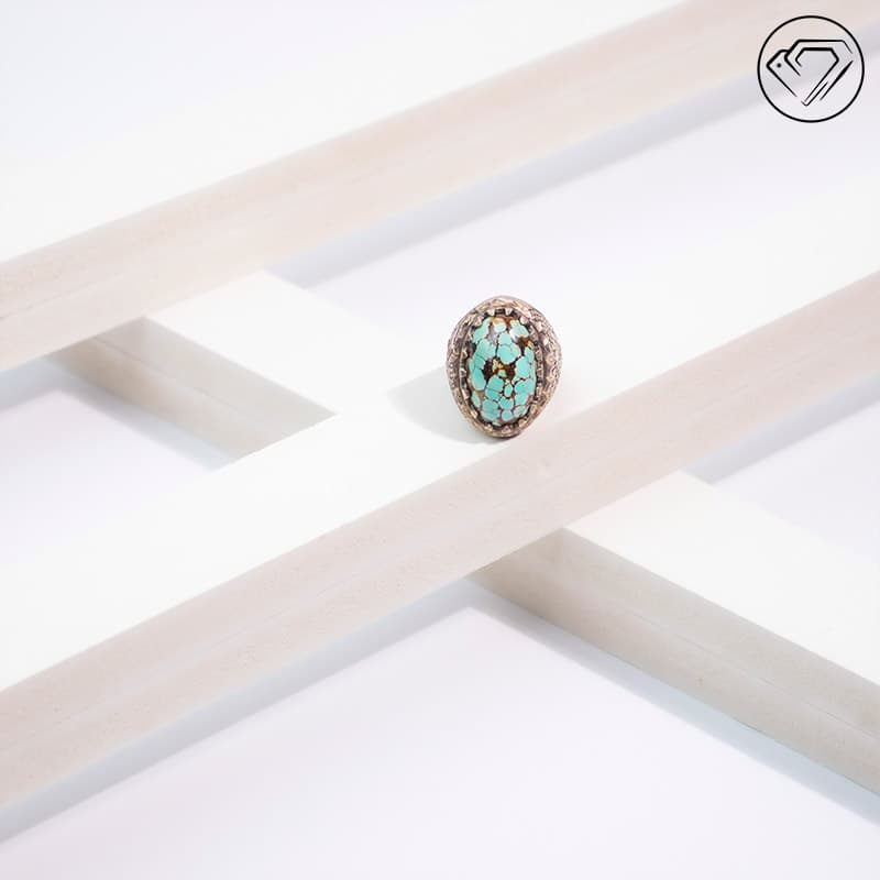 انگشتر فیروزه عنکبوتی نیشابوری مدل GA-1218