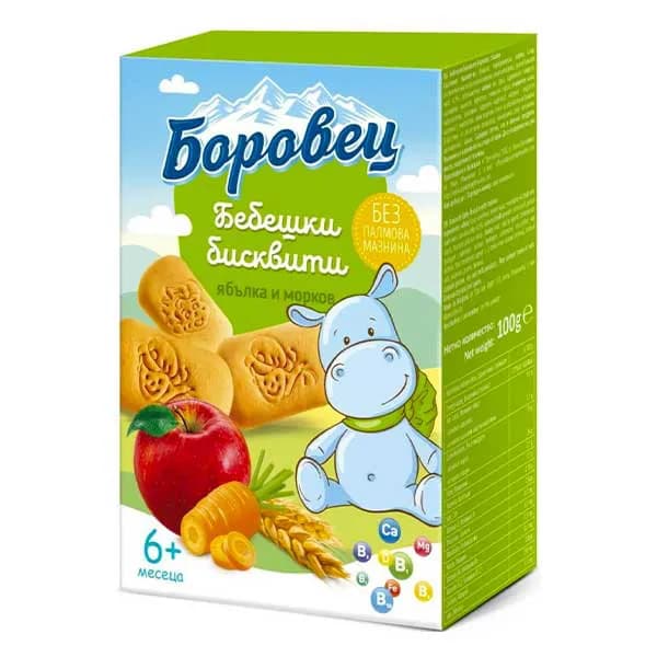 بیسکویت کودک بوروتس سیب و هویج بالای 6 ماه حجم 100 گرم