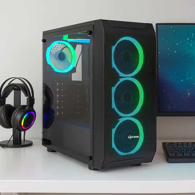 کیس کامپیوتر فاطر FG-720B RGB Mid Tower مشکی — تصویر ۵