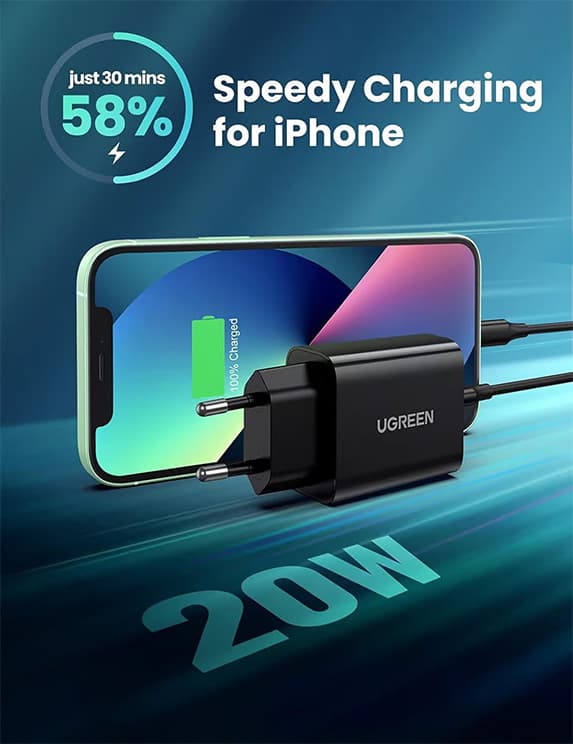 شارژر دیواری 20 وات یوگرین مدل Ugreen CD137 — تصویر ۱۲