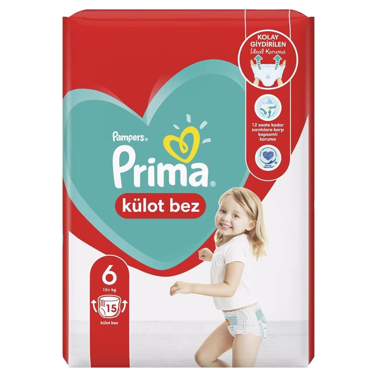 پوشک شورتی پریما سایز ۶ بسته 15 عددی