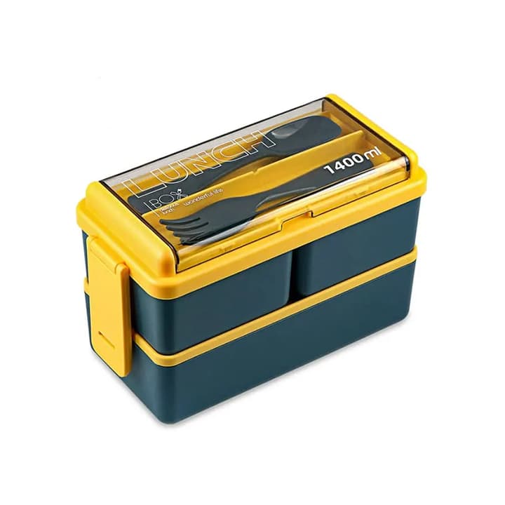 ظرف غذا 1400میل دو طبقه پلاستیکی lunch box — تصویر ۲
