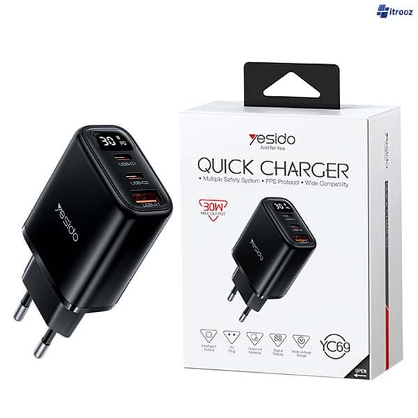 شارژر دیواری 30وات یسیدو مدل yesido yc69