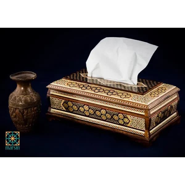 جعبه دستمال کاغذی خاتم کاری کد 49 — تصویر ۸